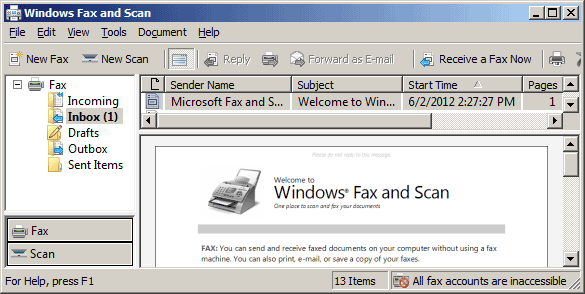 Send Fax My Computer Windows Vista